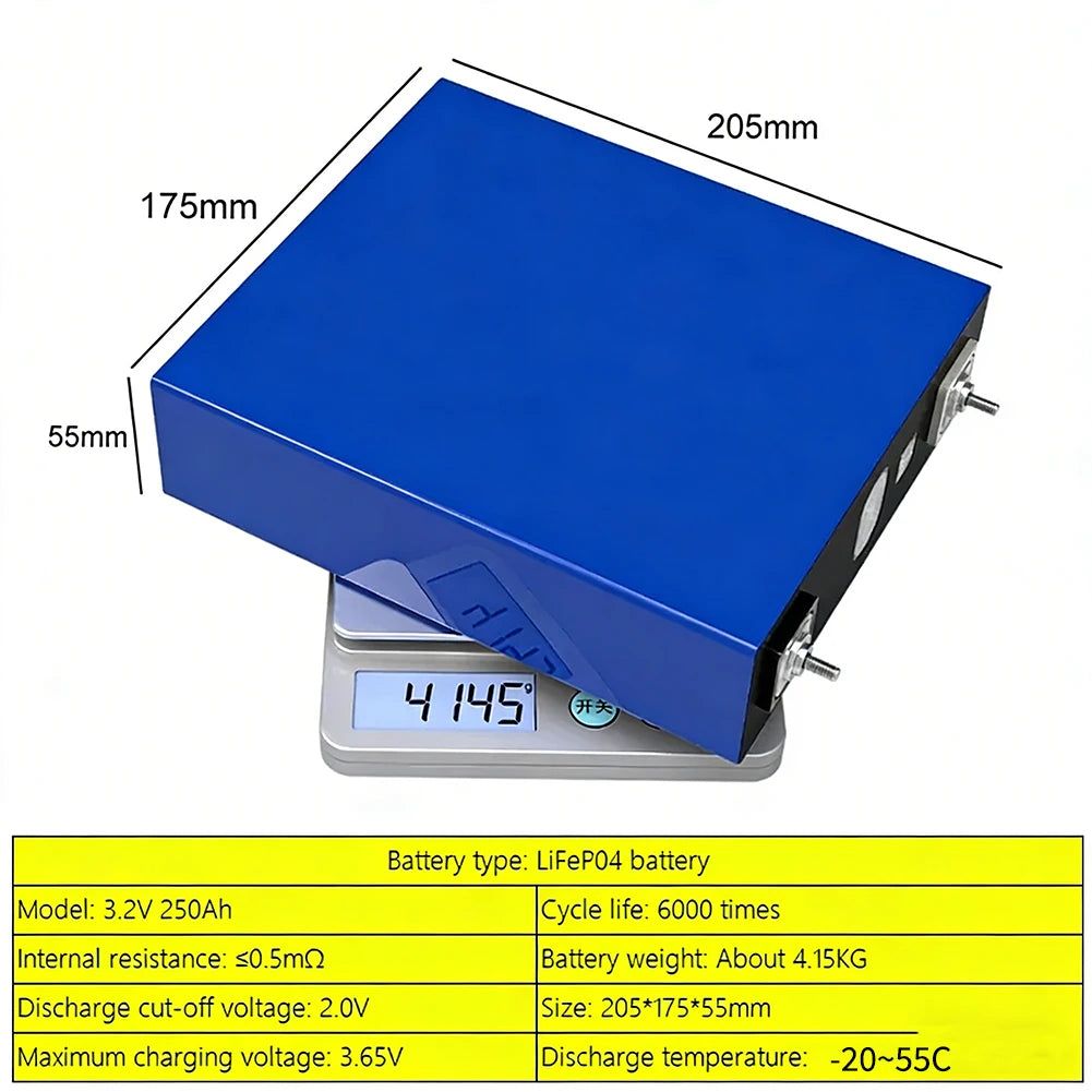 3.2V 105AH 230AH 250AH 280AH 304K 314AH 680AH EVE LifePO4 Battery Grade A Rechargeable DIY 12V 24V 48V for RV EV Home Energy