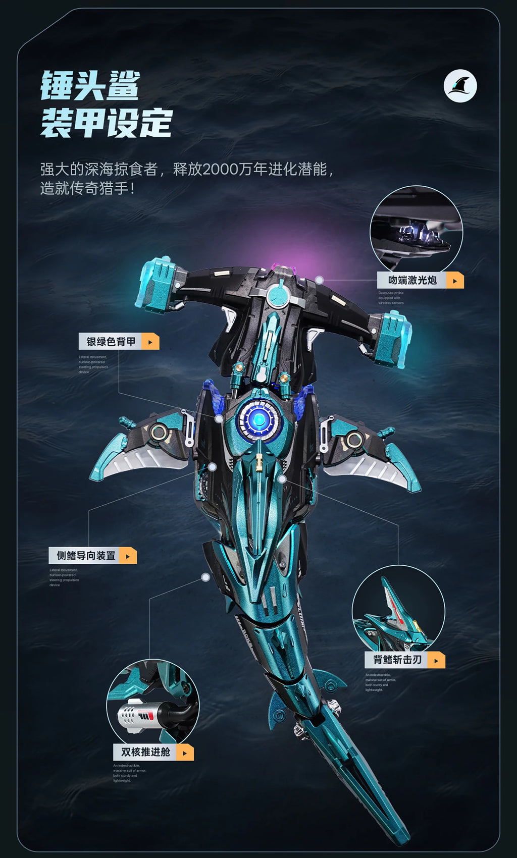 ROBOTIME Rokr Hammerhead Shark Model 3D Puzzle with Gear Drive Cool Tech Decor Unique Birthday Gift for Boys Men