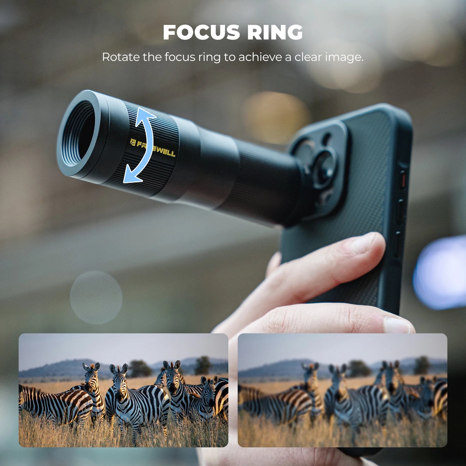 Freewell 6x Telephoto Lens Compatible 17mm Mount Phone Case for Enhanced Smartphone Zoom Photography Capture Distant Details