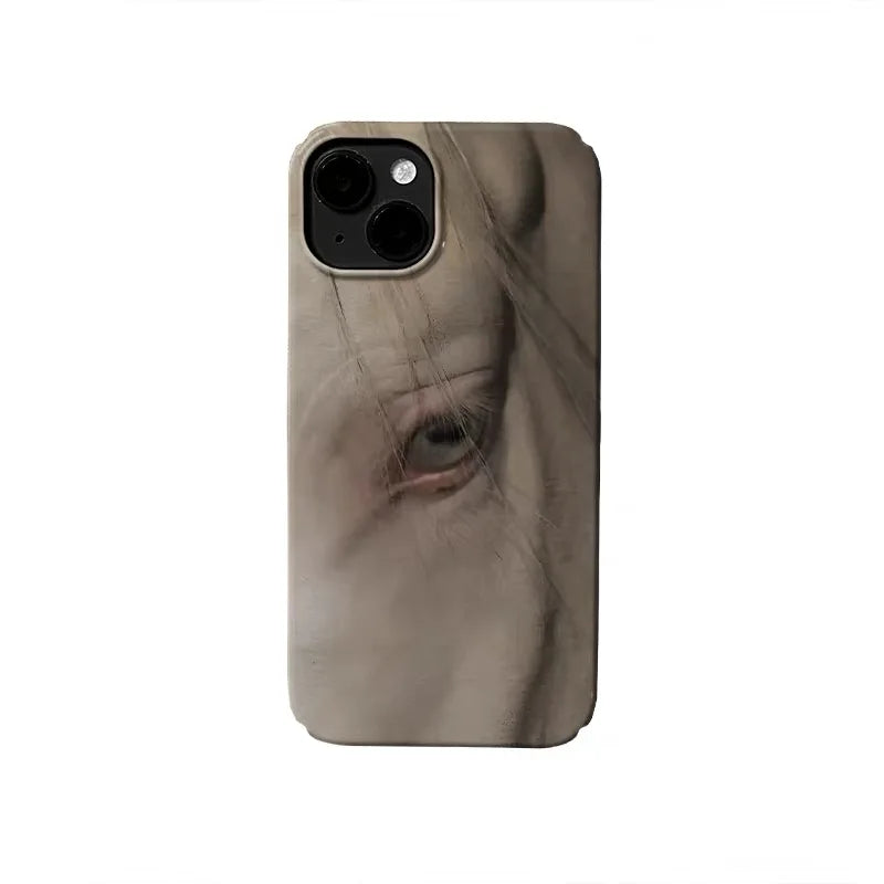 Ins Korean Brown White Horse Phone Case for IPHONE 17 Air 16E 15 PROMAX 14 Plus 13 12 MINI 11 PRO 16Plus XR Acrylic Phone Cover