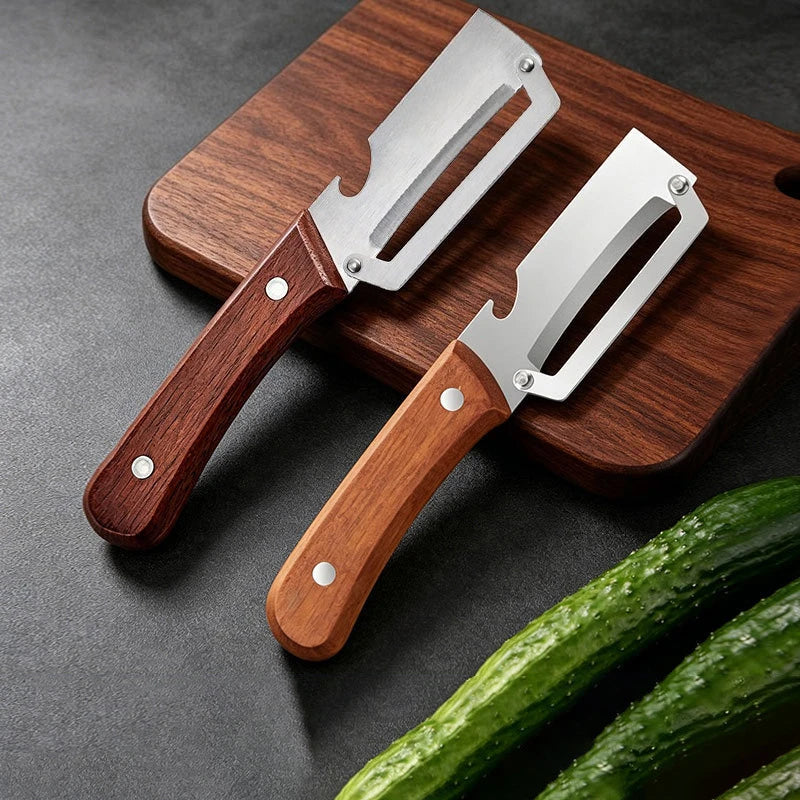 Stainless Steel Vegetable Peeler Ergonomic Wooden Handle Multi Fruit Potato Peeling Tool Kitchen Gadget for Home Cooking