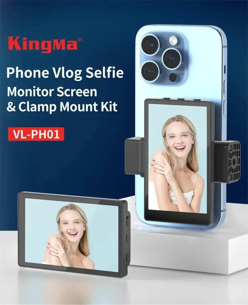 KingMa PH01 PH02 Monitor Screen for using phone rear camera for Smartphone Selfie Vlog Video Recording Live Stream