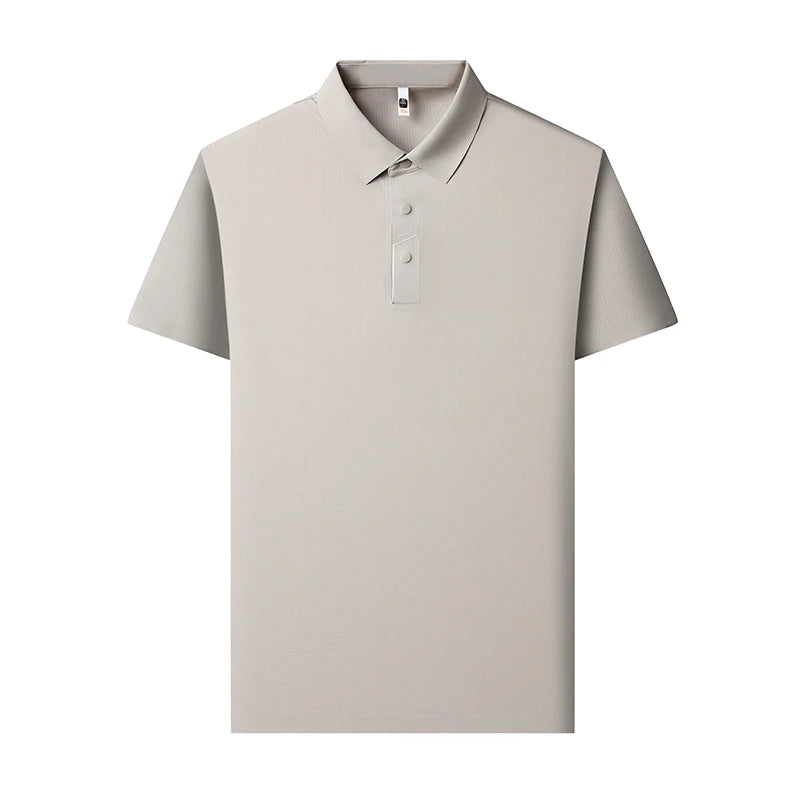 Men's Seamless Tech Polo Shirt - 4-Hole Button, 180g UV Sun Protection, 7A Antibacterial Business Leisure High-End Tops