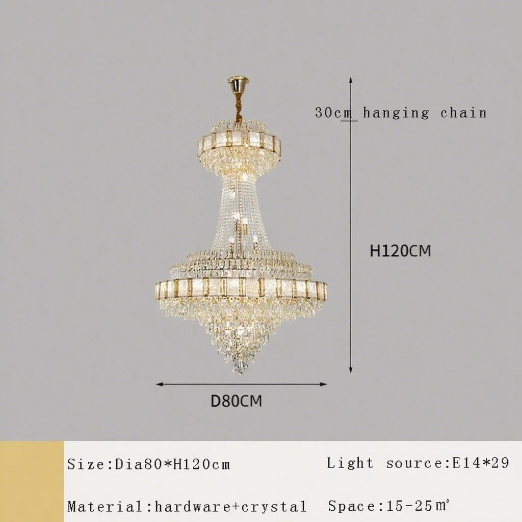 Cristal Lustres for Staircase Villa Duplex Chandelier Crystal Luxury Large Gold Nordic Home Decoration Led High-end Hanging Lamp