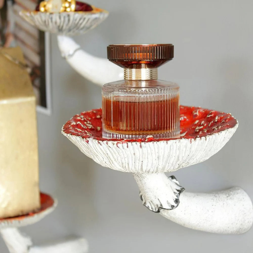 7/10/13cm Resin Amanita Shaped Floating Shelf Wall Mounted Mushroom Hanging Shelf Halloween Decor Keys Holder Home Ornaments