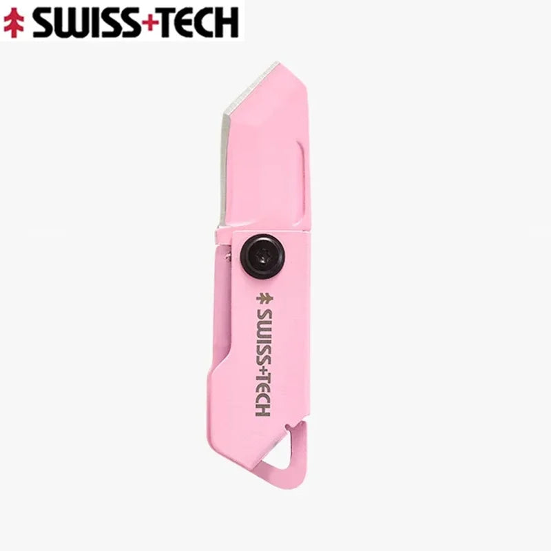 SWISS TECH Outdoor Stainless Steel Mini Folding Pocket Knife Portable Package Opener Unboxing Tool Keychain