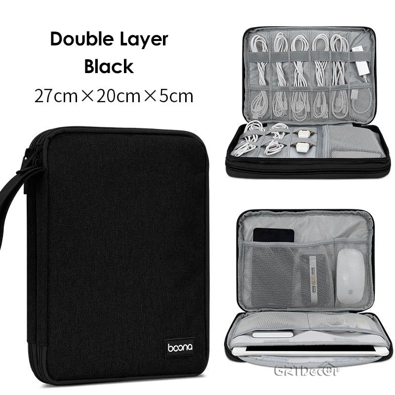 Electronics Protective Storage Bags for Cable Organizer Bag Handheld Tech Pouch for Tablet Phones & Power Banks Organizador Case