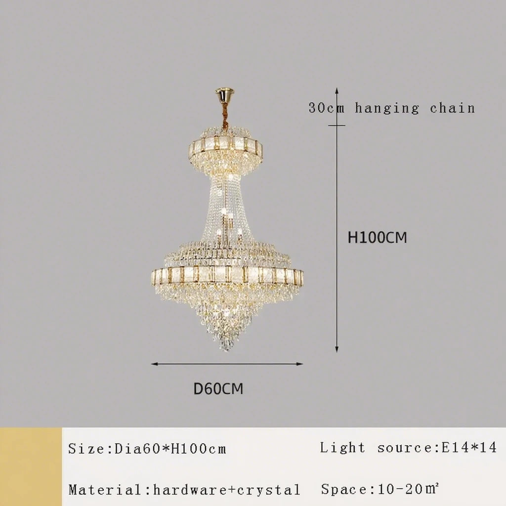 Cristal Lustres for Staircase Villa Duplex Chandelier Crystal Luxury Large Gold Nordic Home Decoration Led High-end Hanging Lamp