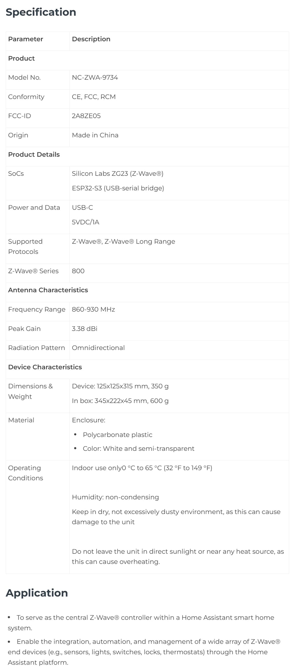 Home Assistant Connect ZWA-2 Smart home adapter Wireless Communication for Open Home Z-Wave adapter