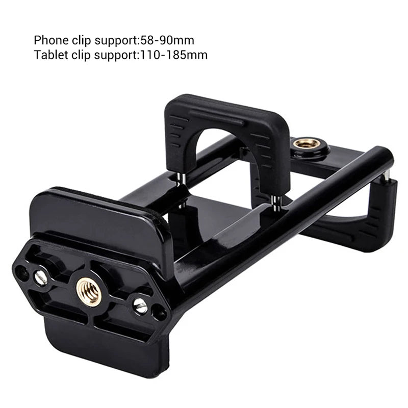2 In 1 Universal Tablet Phone 1/4" Tripod Mount Clamp Holder Bracket Selfie Clip Stand