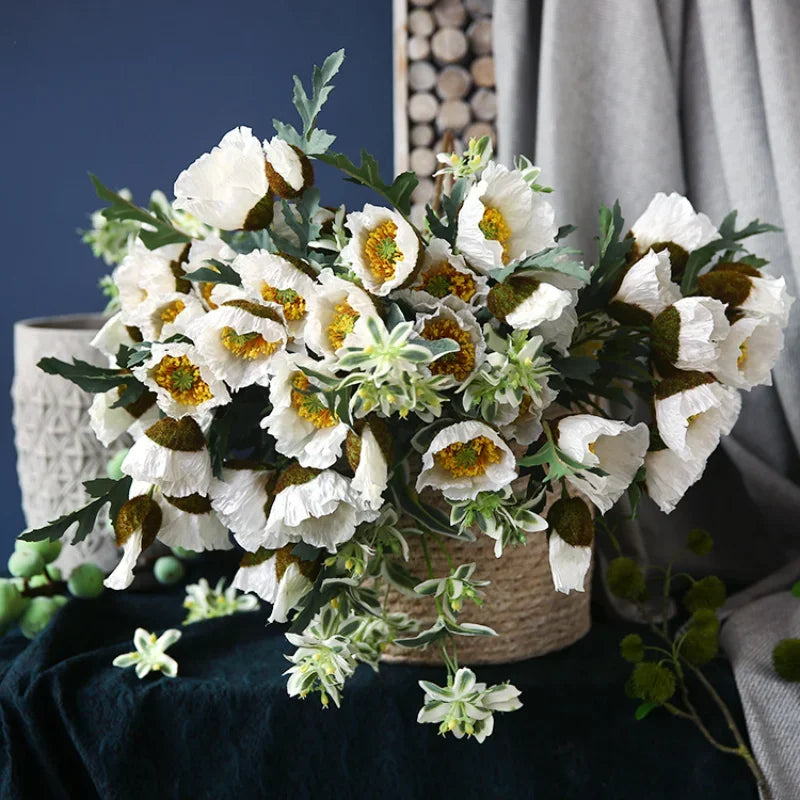 4Head Artificial Poppy Flower Wedding Home Decoration 46cm Flowers Home Decoration Hotel Homestay Home Decoration