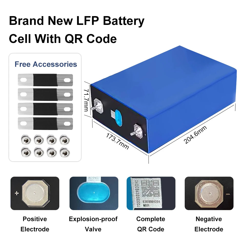 EU Hot Sale 280AH 304AH 314AH LiFePO4 Battery Grade A Rechargeable Cell Solar Home Storage EV Marine Boat Caravan EU VAT FREE