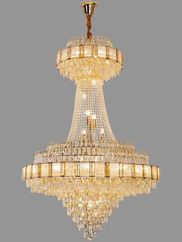 Cristal Lustres for Staircase Villa Duplex Chandelier Crystal Luxury Large Gold Nordic Home Decoration Led High-end Hanging Lamp
