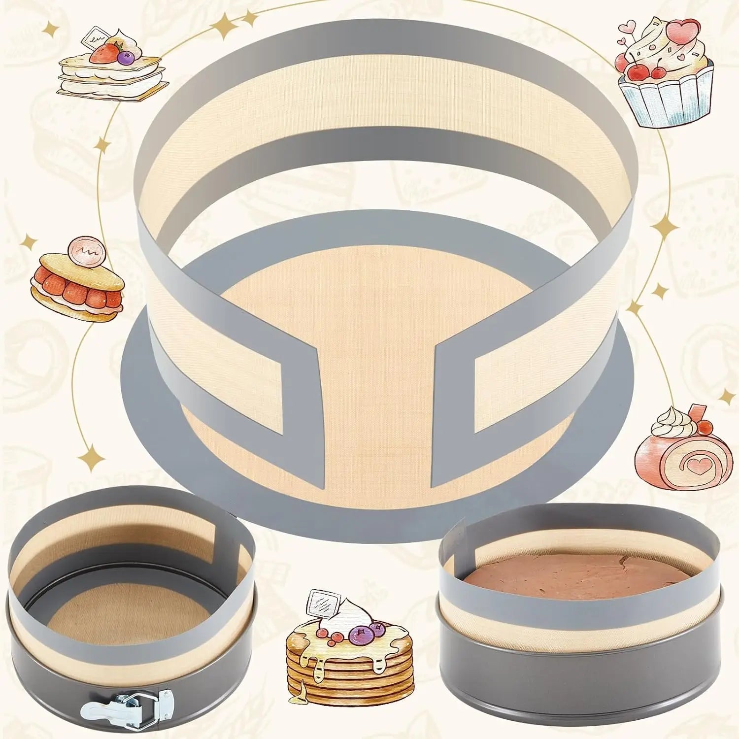 Detachable Baking Mat - Non-stick High-Temp Fiberglass Silicone, Cake Bread Liner Reusable Baking Pan Mat Kitchen Accessories