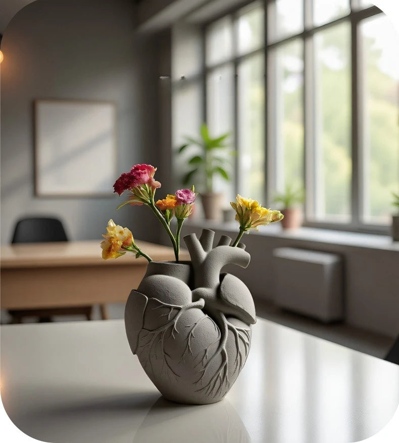 Heart Shaped Flowerpot Silicone Mold Heart Candle Cup Plaster Vase Mold Creative Heart-Shaped Sculpture Concrete Mould Home Deco