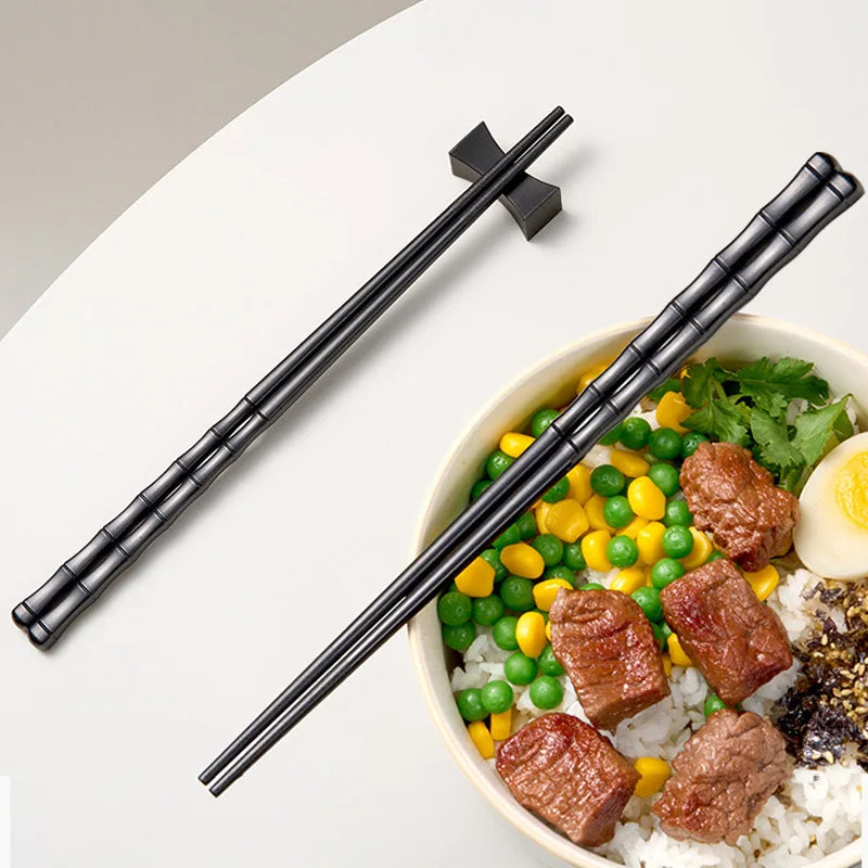 1 pair Japan Sushi Chopsticks Set Alloy Chopsticks Pointed Black High Temperature Resistant Cutlery Kitchen Accessories