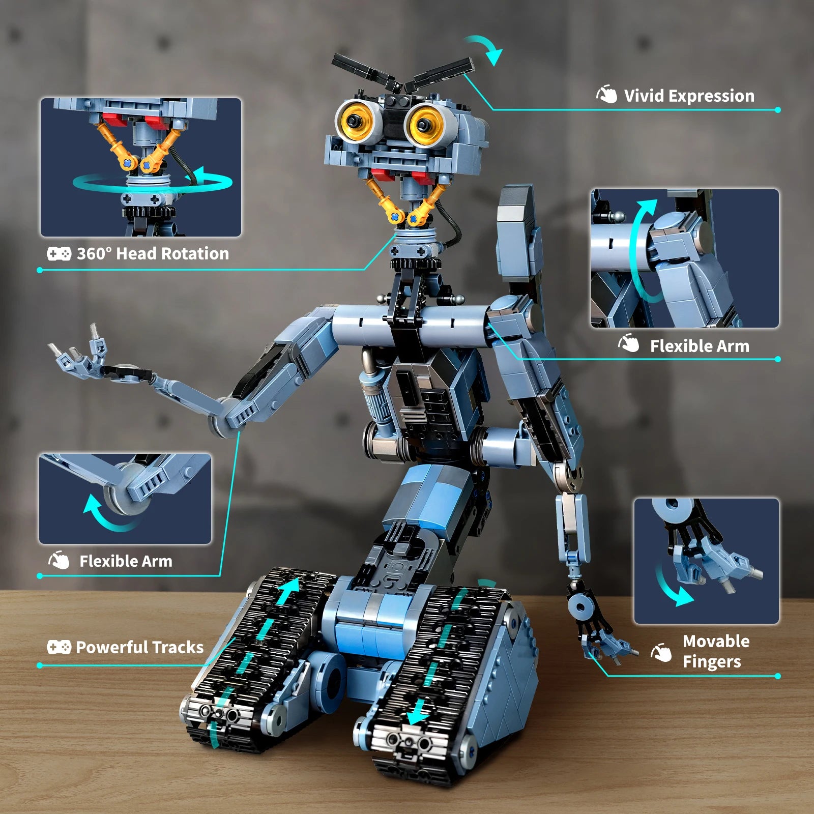 MOC High-Tech Military Mecha With Motor Johnnyed 5 Robot Building Block Set For Shorted-Circuit Toy Brick Children Birthday Gift