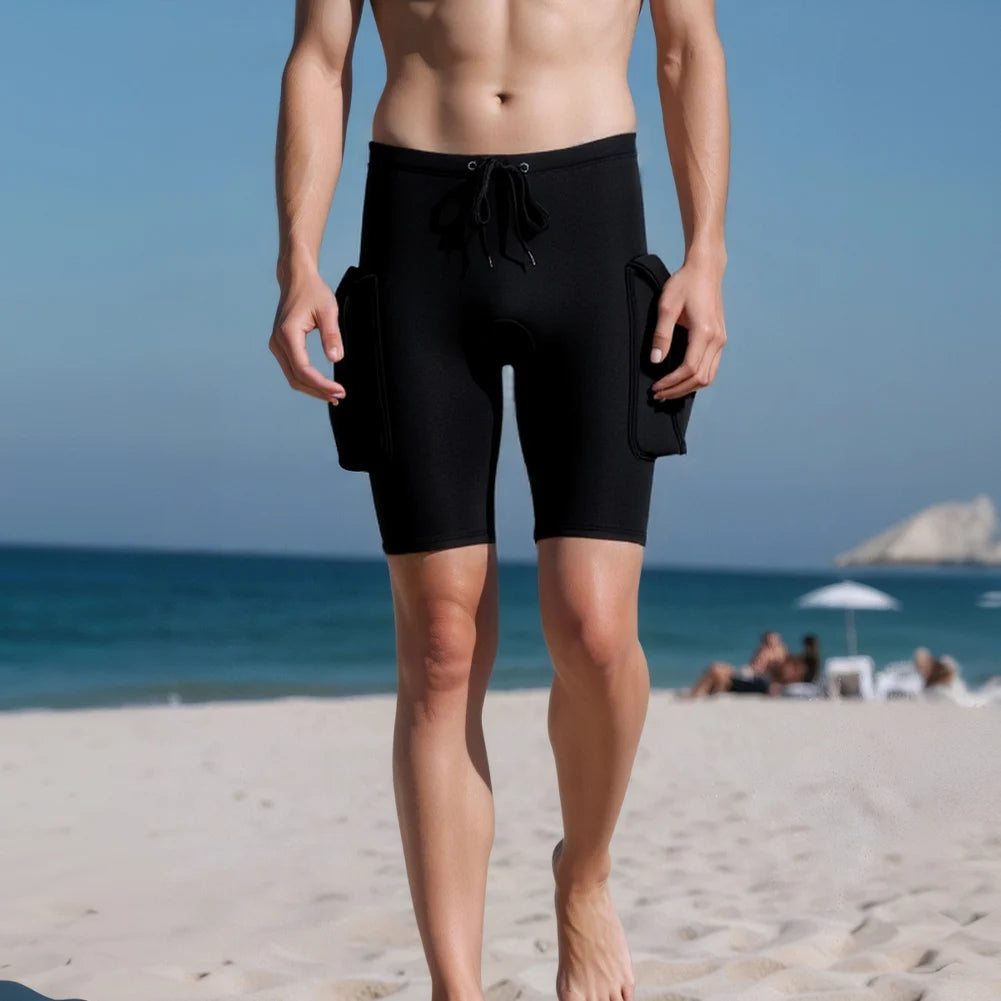 Neoprene Tech Shorts 3mm & Pocket Scuba Diving Tech Pants Wetsuit Shorts Pants for Swimming Surfing Snorkeling Diving Keep Warm