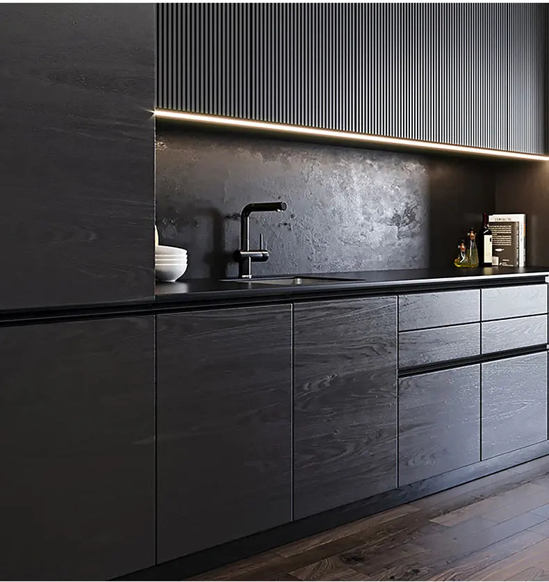 Concealed Edge Banding Kitchen Cabinet Door Recessed Handles Drawers Finger Pulls With 18mm Wood Boards G-Shape Groove-Free