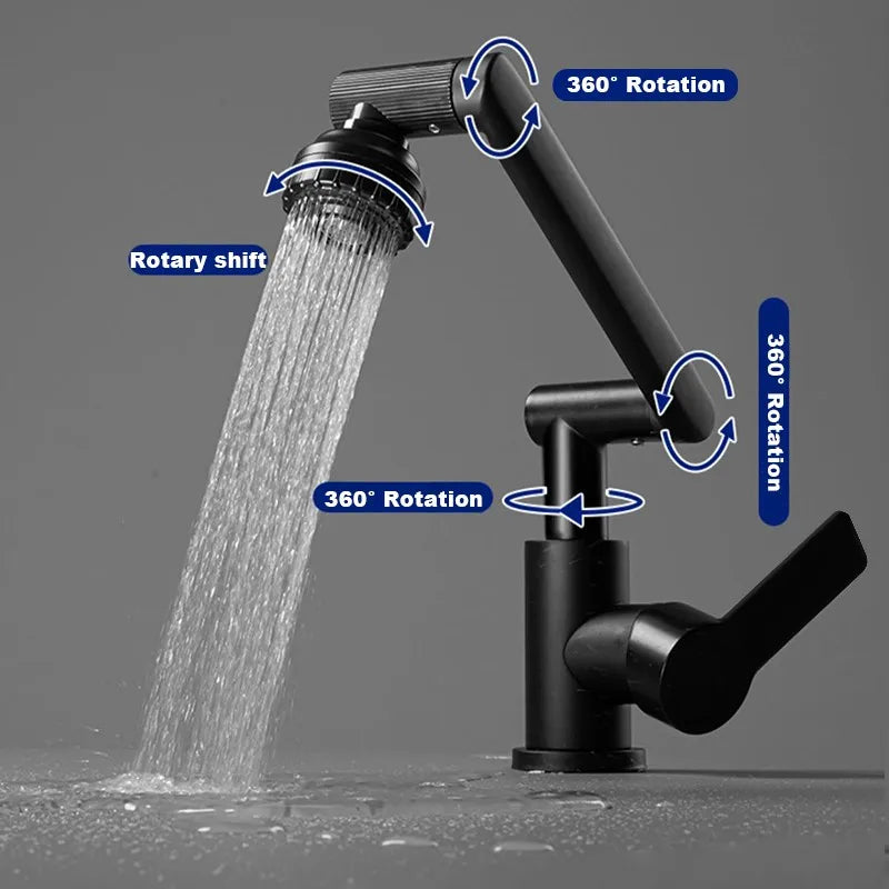 Stainless Steel Universal 1080° Rotary Faucet, Hot And Cold Water Faucet Double Outlet Mode, Suitable For Bathroom Kitchen Sink