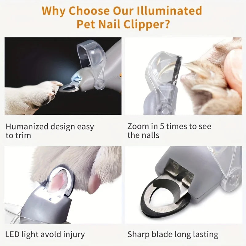LED Light Pet Nail Clipper With Amplification Function Dog Cat Special Nail Trimmer Tool PetGrooming Cleaning Supplies