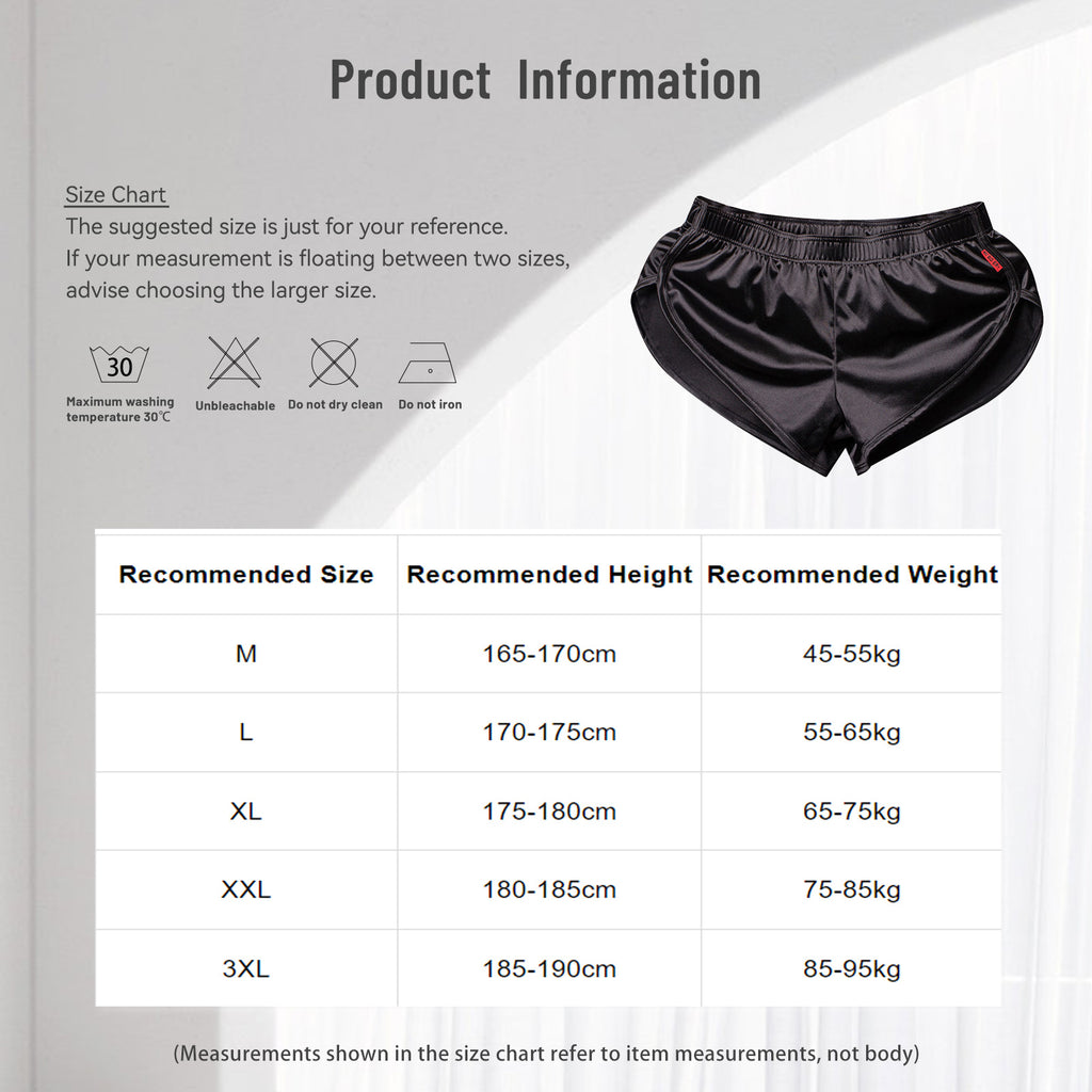 Men Side Split Satin Micro Shorts Built-in Bulge Pouch Boxer Brief Elastic Waistband Pajama Bottoms Loungewear Home Wear Trunks