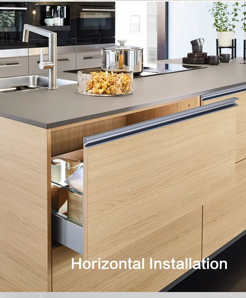 Concealed Edge Banding Kitchen Cabinet Door Recessed Handles Drawers Finger Pulls With 18mm Wood Boards G-Shape Groove-Free