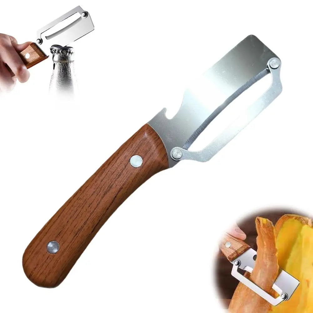 Stainless Steel Vegetable Peeler Ergonomic Wooden Handle Multi Fruit Potato Peeling Tool Kitchen Gadget for Home Cooking