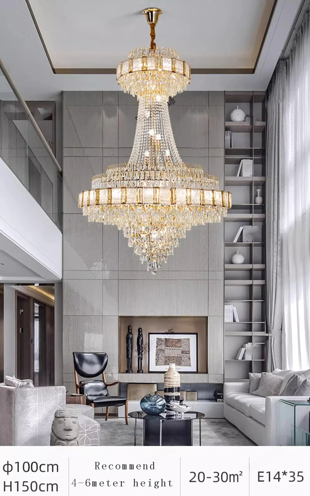 Cristal Lustres for Staircase Villa Duplex Chandelier Crystal Luxury Large Gold Nordic Home Decoration Led High-end Hanging Lamp