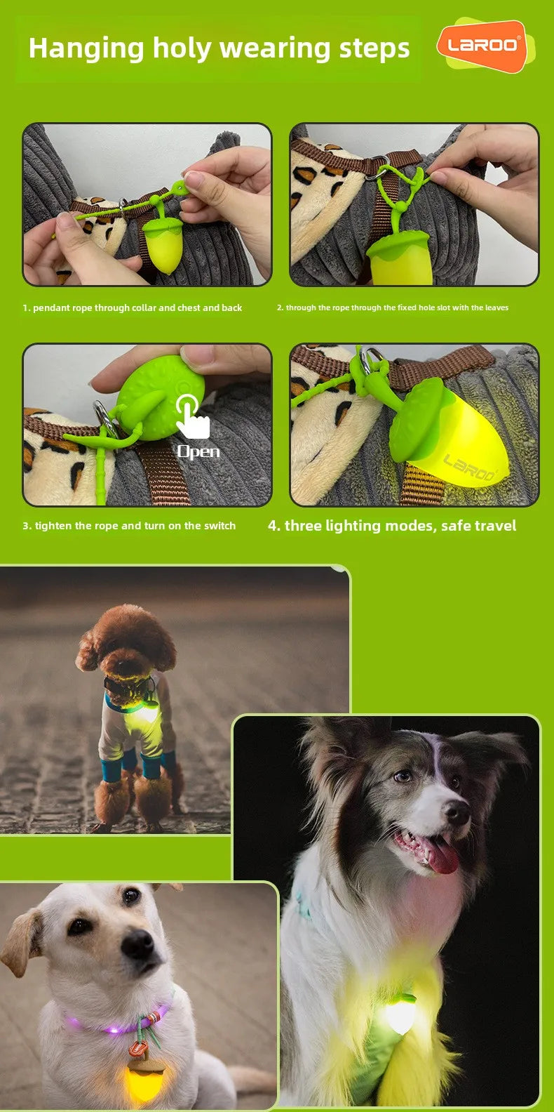 Dog Glow-in-the Dark Pendant Walk Dogs Pet Fun Led Rechargeable Pendants Waterproof Night Prevent Lost Pet Products Accessories