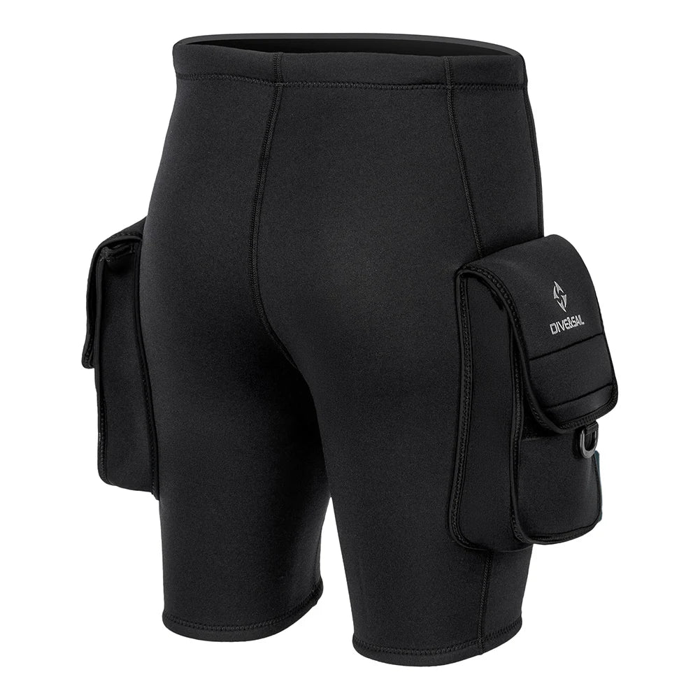 Neoprene Tech Shorts 3mm & Pocket Scuba Diving Tech Pants Wetsuit Shorts Pants for Swimming Surfing Snorkeling Diving Keep Warm